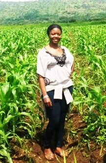 Cynthia in the maize farm